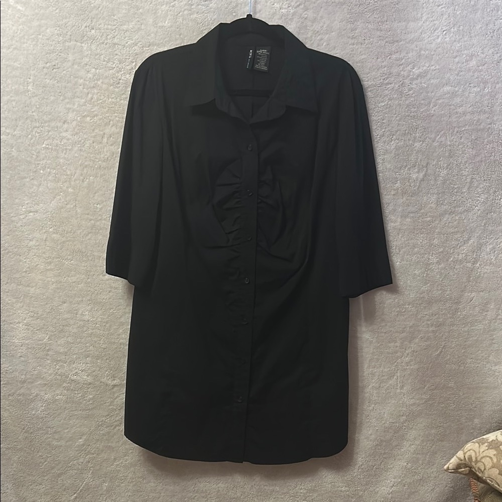 Mixit Black Notched Collar 3/4 Sleeve Dress